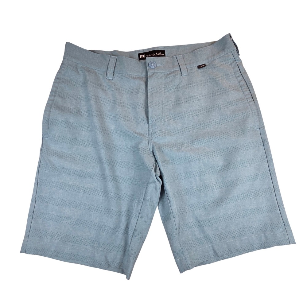 Travis Mathew Mens Performance Golf Shorts 32 Light Blue Stretch Activewear